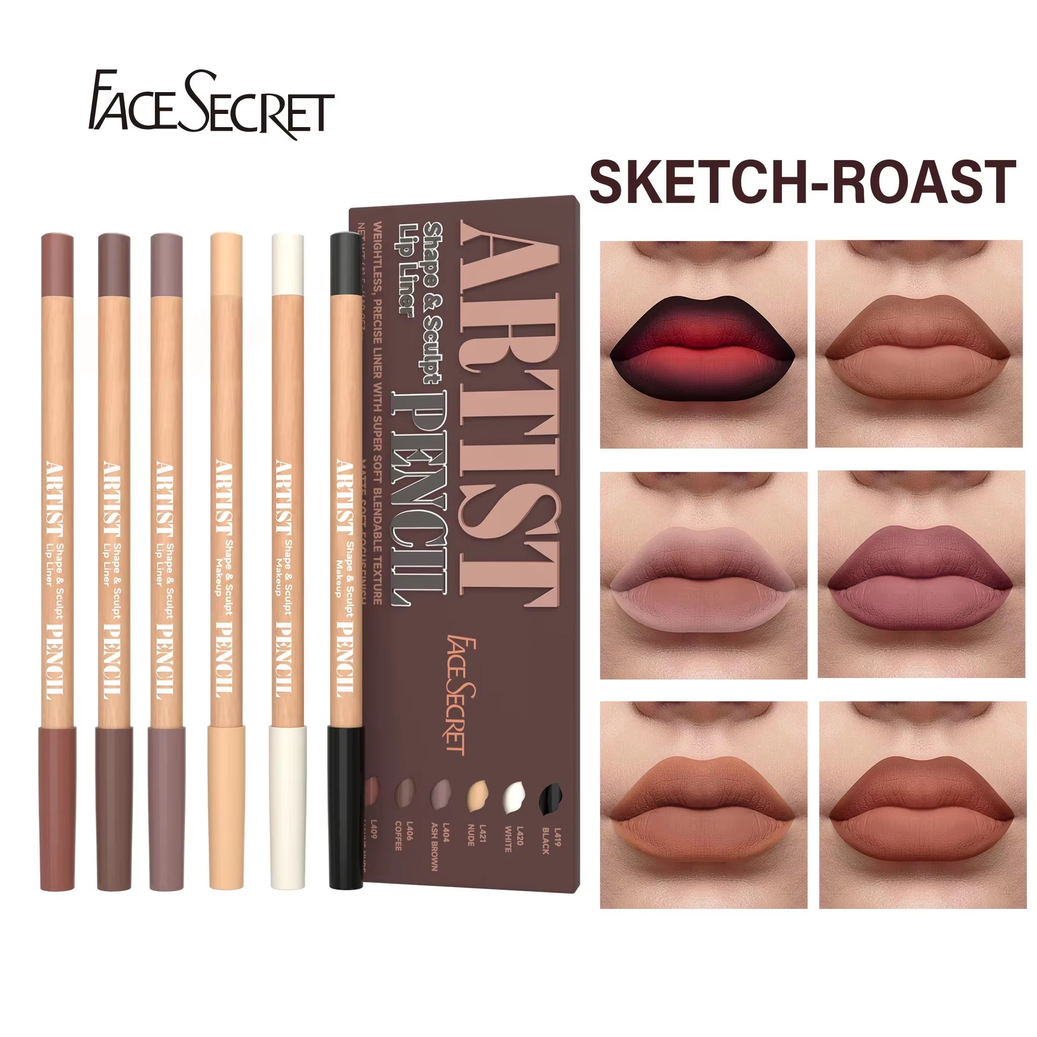 6Pcs Velvet Matte Lip Liner Set - Long-Lasting Versatile Shades Longlasting Lip Makeup Berry, Brown, Pink Lip Pencil