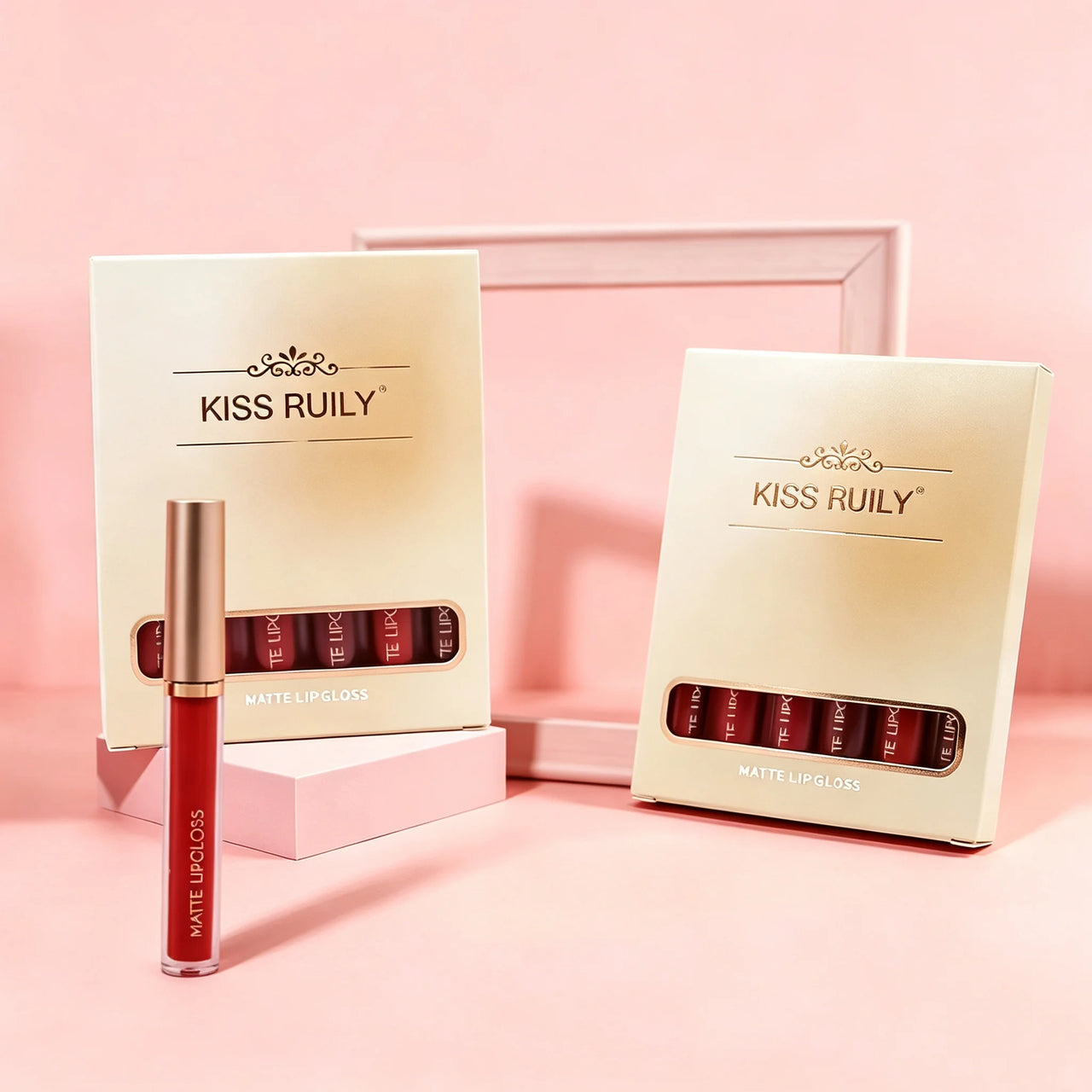 Matte Lip Gloss AB Two Sets, Not Stained with Cup Mouth Red Lip Gloss